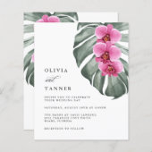 Papier Budget Orchidées roses chaudes sur Monstera Tropic (Devant / Derrière)