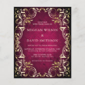 Papier Budget Ornemental Faire-part de mariage Or rose (Devant)