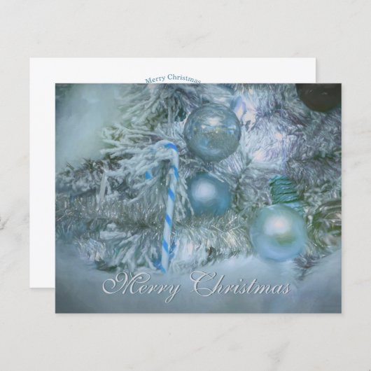 Papier Budget Ornements Joyeux Noël Bleu Turquoise Vacanc (Devant / Derrière)