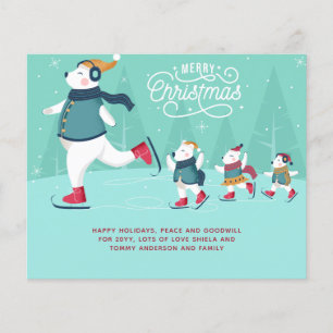 Papier Budget Ours Polaires de Noël Patinage sur glace mi