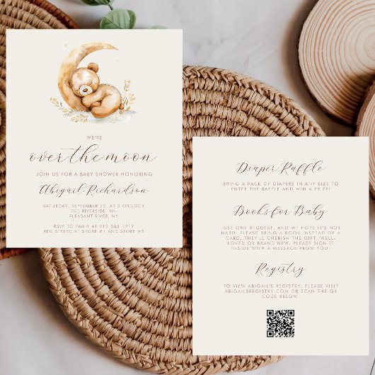 Papier Budget Over the Moon Ours Code QR Baby Shower