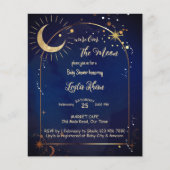Papier Budget Over the Moon starry night Baby shower invi (Devant)