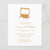 Papier Budget Owl Flowers Simple 1er anniversaire Invitat (Devant)