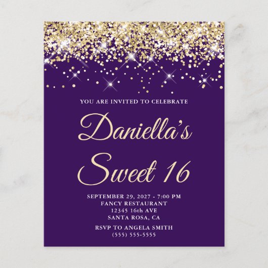 Papier Budget Pale Gold Parties scintillant Purple Sweet  (Devant)