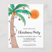 Papier Budget Palm Tree Sun Christmas Party Invitation (Devant)