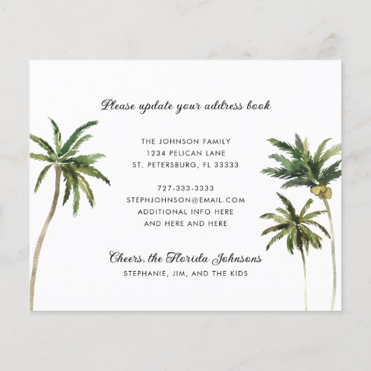 Papier Budget Palm Trees Beach Scène Faire-part de déplac (Dos)