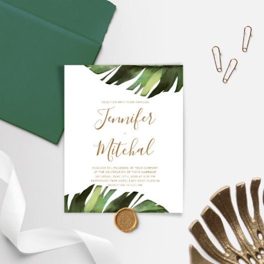 Papier BUDGET Palm Tropical Floral Faire-part de mariage