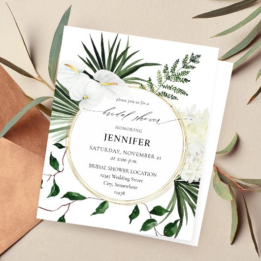 Papier Budget Palme tropicale & Fête des mariées florale