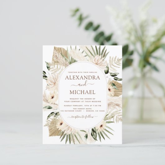 Papier Budget Pampas Boho Eucalyptus Mariage (Debout devant)