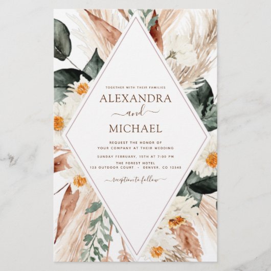 Papier Budget Pampas Boho Eucalyptus Mariage (Devant)