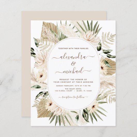 Papier Budget Pampas Boho Eucalyptus Mariage (Devant / Derrière)