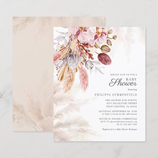 Papier Budget Pampas Fleurs séchées Grass Baby shower fil (Devant / Derrière)