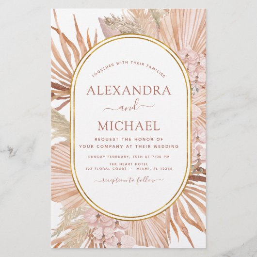 Papier Budget Pampas Grass Bohème Bohème Mariage Tropical (Devant)