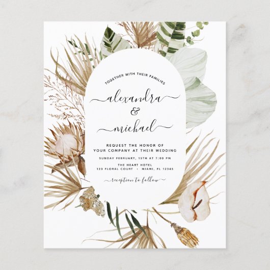 Papier Budget Pampas Grass Bohemian Eucalyptus Mariage (Devant)