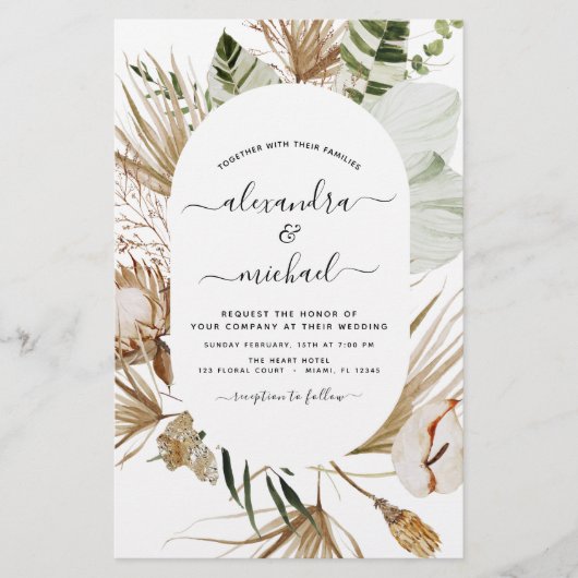 Papier Budget Pampas Grass Bohemian Eucalyptus Mariage (Devant)