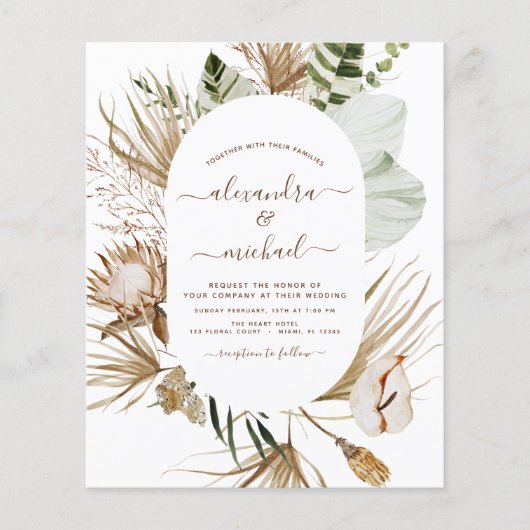 Papier Budget Pampas Grass Bohemian Eucalyptus Mariage (Devant)