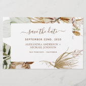 Papier Budget Pampas Grass Boho Enregistrer la date (Devant)