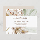 Papier Budget Pampas Grass Boho Enregistrer la date (Devant / Derrière)