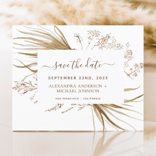 Papier Budget Pampas Grass Boho Enregistrer la date