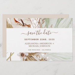 Papier Budget Pampas Grass Boho Enregistrer la date