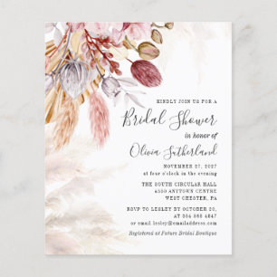Papier Budget Pampas Grass Bridal Show Invitation