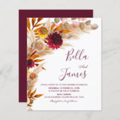 Papier Budget Pampas Grass Floral Boho Mariage Invitation (Devant / Derrière)