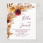 Papier Budget Pampas Grass Floral Boho Mariage Invitation (Devant)