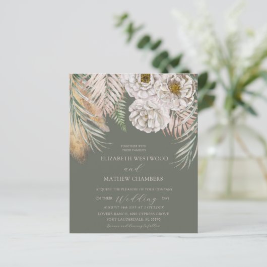 Papier Budget Pampas Grass & Floral Sage Mariage vert (Debout devant)
