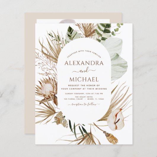 Papier Budget Pampas Grass Photo Bohemian Boho Mariage (Devant / Derrière)