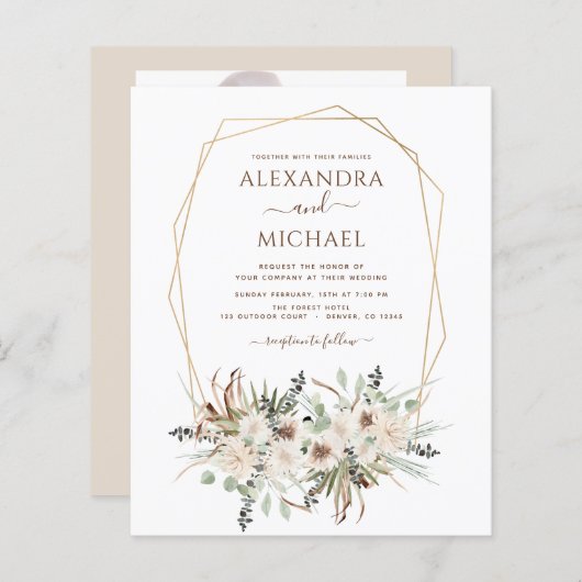 Papier Budget Pampas Grass Photo Boho Mariage (Devant / Derrière)