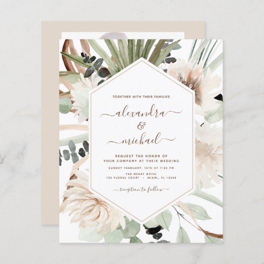 Papier Budget Pampas Grass Photo Boho Mariage (Devant / Derrière)