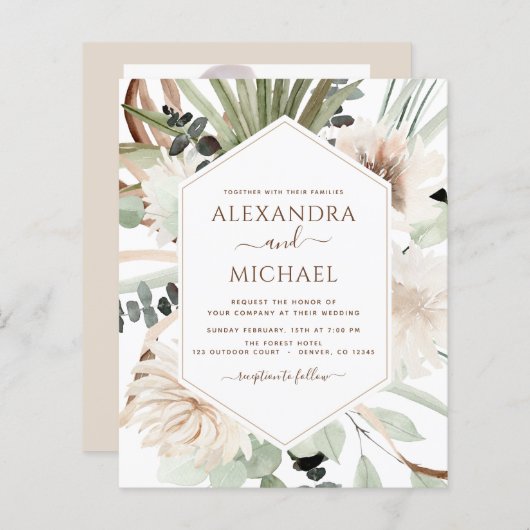 Papier Budget Pampas Grass Photo Boho Mariage (Devant / Derrière)