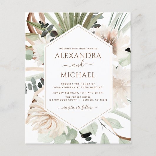 Papier Budget Pampas Grass Photo Boho Mariage (Devant)