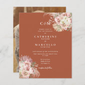 Papier Budget Pampas Grass Photo Monogramme Mariage Invit (Devant / Derrière)