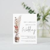Papier Budget Pampas Grasses QR Code Faire-part de mariag (Debout devant)