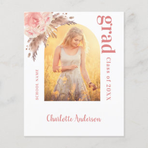 Papier Budget pampas herbe blush graduation faire-part