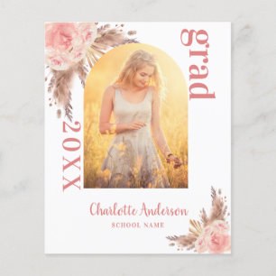 Papier Budget pampas herbe blush graduation merci