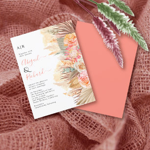 Papier BUDGET Pampas herbe corail faire-part de mariage