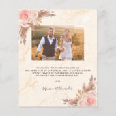 Papier Budget pampas herbe photo marbre mariage merci (Dos)