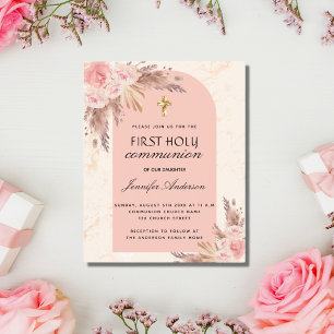Papier Budget pampas herbe rose blush première communion