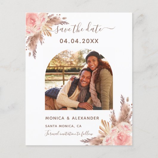 Papier Budget pampas photo qr code mariage Enregistrer la (Devant)