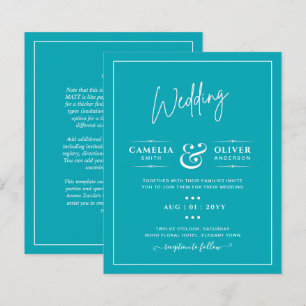 Papier BUDGET Paon Bleu Sarcelle Monochrome Mariage