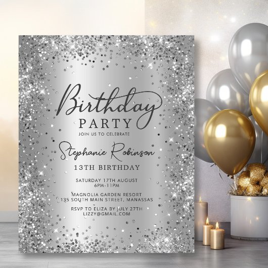 Papier Budget Parties scintillant Argent Foil 13e anniver