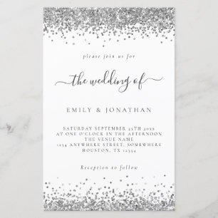 Papier Budget Parties scintillant argent Mariage blanc In