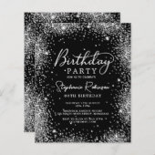 Papier Budget Parties scintillant argent noir 80e anniver (Devant / Derrière)
