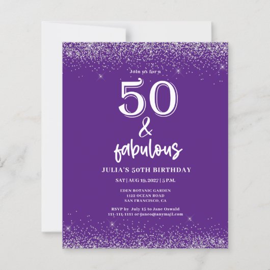 Papier Budget Parties scintillant argent violet 50e anniv (Devant)