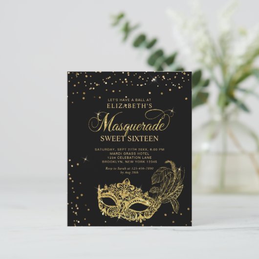 Papier BUDGET Parties scintillant d'or noir Masquerade Sw (Debout devant)
