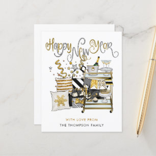 Papier BUDGET Parties scintillant d'or noir Script Bonne