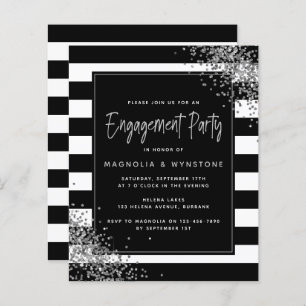 Papier BUDGET Parties scintillant en argent Invitation de