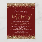 Papier Budget Parties scintillant or Bourgogne Fiançaille (Devant)